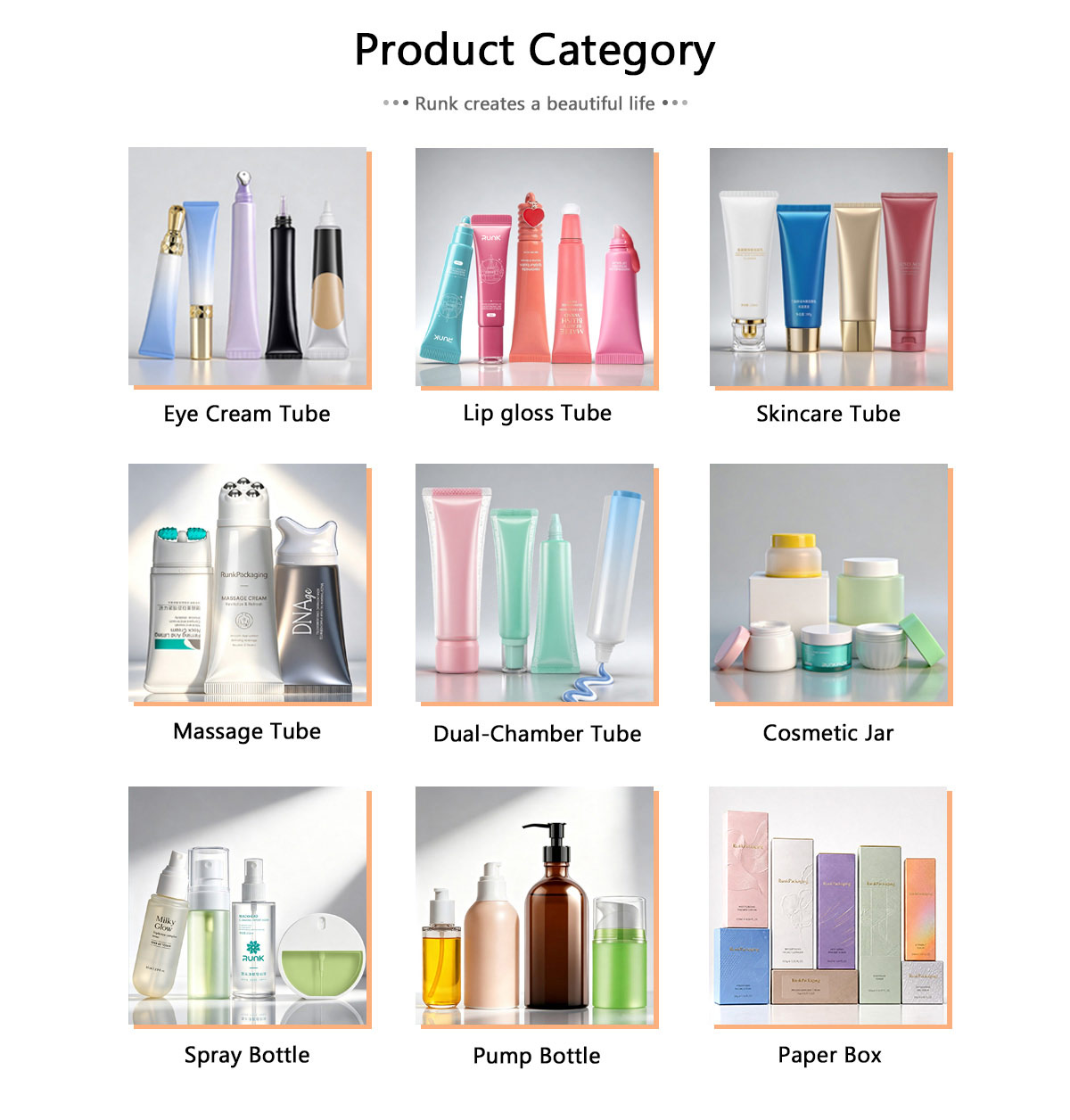 Runk factory cosmetic packaging