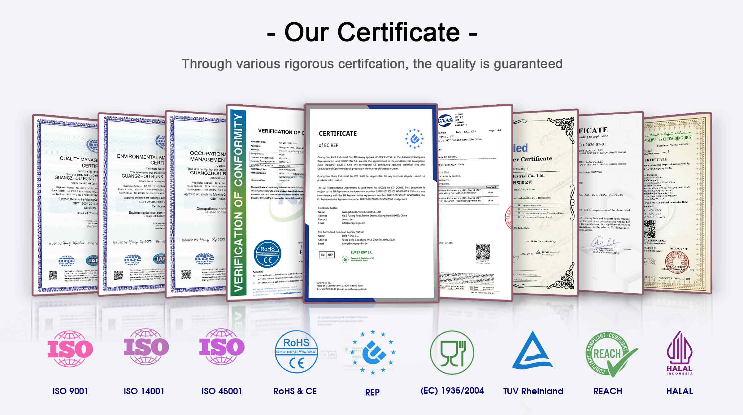 Runk Packaging Certificate Runk Packaging Certificate